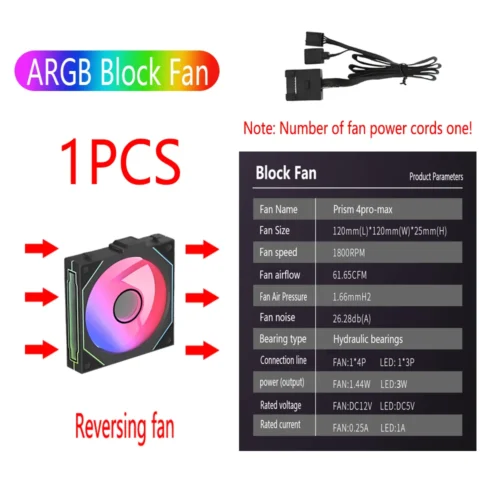PC case fan 120mm ARGB mirror cycling lighting effect CPU cooling fan 4-pin PWM 58.36CFM fan for computer water cooling