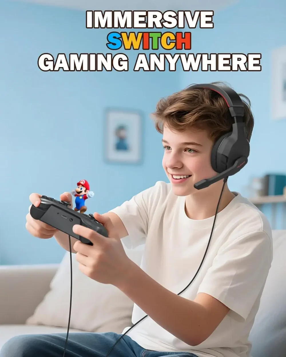NUBWO U3 Gaming Headset with Mic Safe Volume Limited Kids Headphones for Switch 3.5mm Jack for NS,PS4,PS5,Xbox,Tablet,iPad