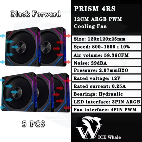 ICE Whale Prism 4RS ARGB PC Case Fan 120mm Infinity Mirror Design Motherboard Lighting Sync 4PIN PWM CPU Cooler Fan ventilador