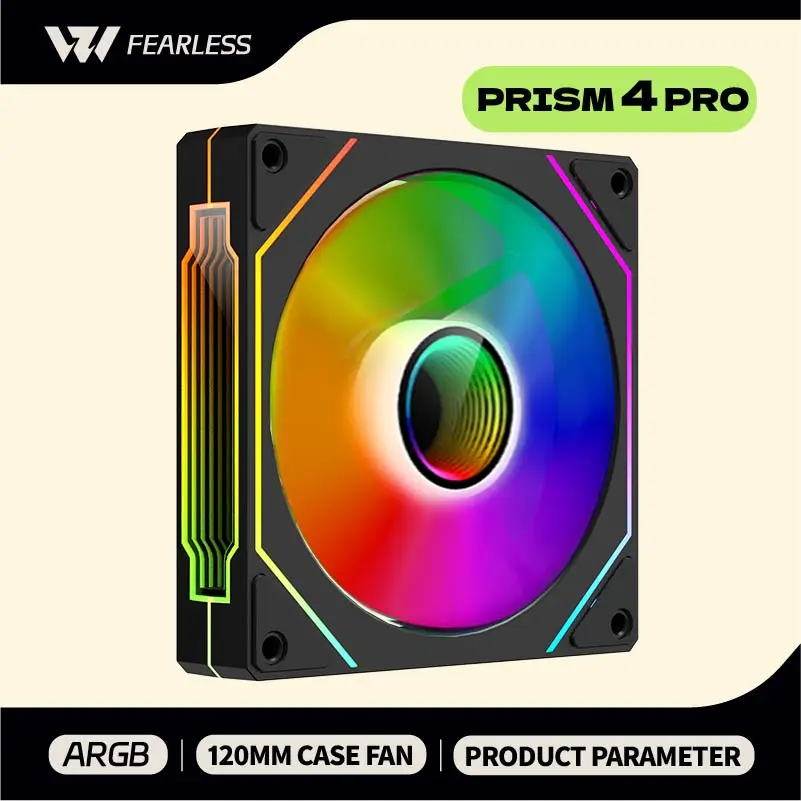 OEM PRISM 4 PRO Computer Chassis Fan 120mm 5V 3PIN ARGB 4 Pin PWM Quiet Cooling Fan 12V Large Air Volume 45.2CFM/600-1500RPM