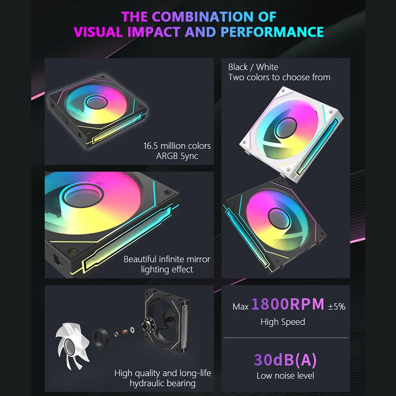JUMPEAK MX120 360mm Modular Wireless Splicing 120mm PC Case Cooling Fan ARGB Infinite Mirror Light Effect For Water Cooler Fan