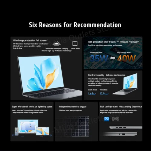 New Honor Laptop X16 2025 13th Intel Core I5-13420H 16G 512G/1TB SSD 16-inch 60Hz IPS Screen Ultra-thin Laptop