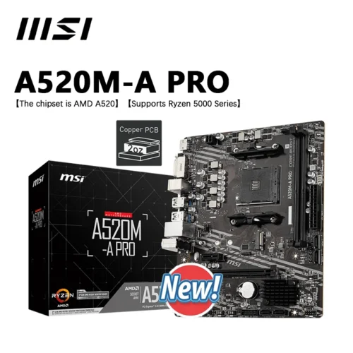 New MSI A520M A PRO Micro ATX AMD A520 DDR4 M.2 USB3.2 STAT 3.0 SSD/64G Best support R9 desktop CPU Socket AM4 Motherboard