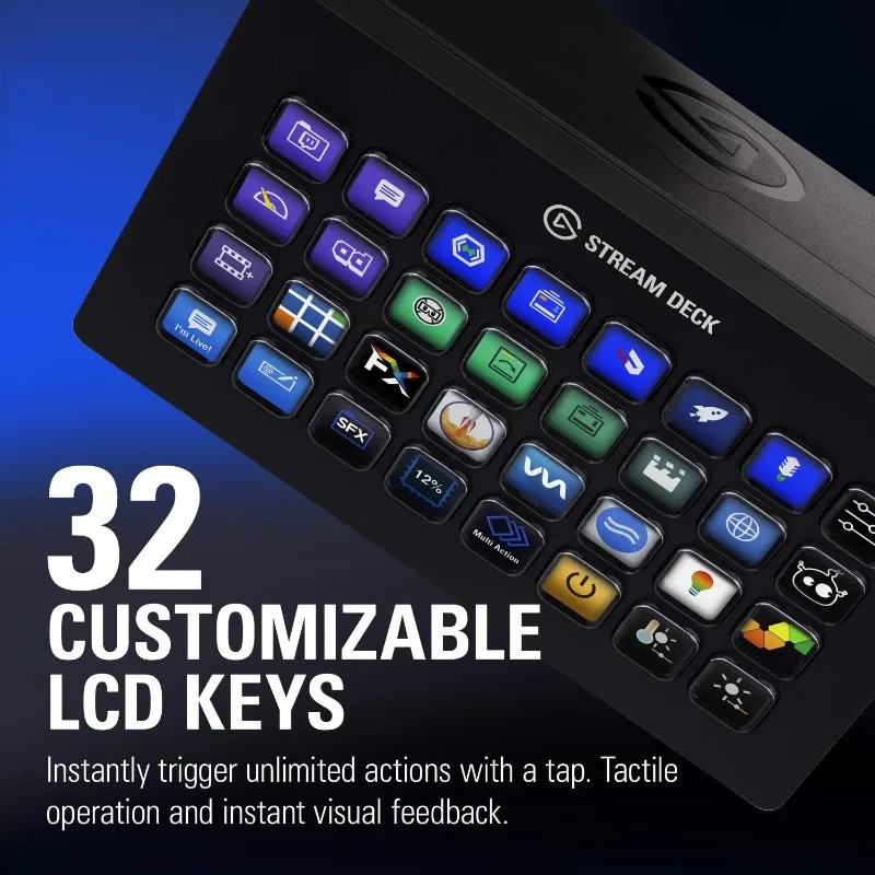 Stream Deck XL – Advanced Studio Controller, 32 macro keys, trigger actions in apps and software like OBS, Twitch, YouTube