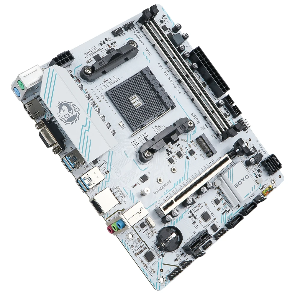 SOYO AMD B450M Game Motherboard DDR4 Memory AM4 M.2 NVME Desktop Computer components CPU PCIE3.0 X16 SATA3.0 8PIN USB HDMI VGA