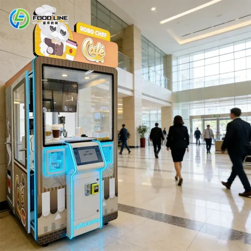 Customized Unmanned Automatic Coffee Machine With Robot Arm Touch Screen Coffee Art Robot Vending Machine