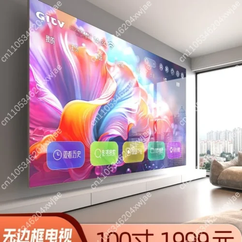 110 Inch Smart TV 4K UHD Frameless LED TV 120Hz Refresh Rate Android WiFi Voice Remote Wall Mountable