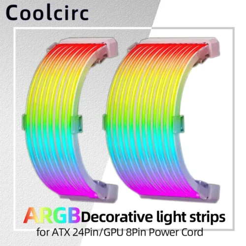5V 3Pin ARGB Sync PC Cable 8/24PIN Motherboard Power Extension Cable Flexible LED Strip Light DIY Kit for Computer Power Supply