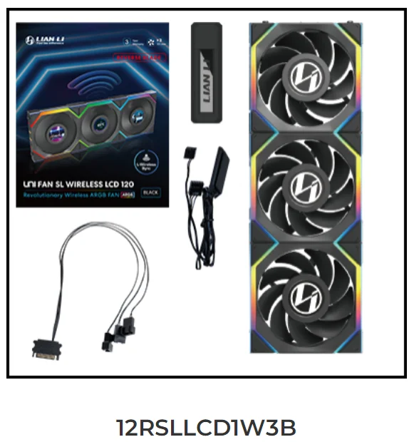 LIAN LI UNI FAN SL Wireless 120 Single Pack , Reverse Blade Triple Pack, LCD 120 Single Pack, Case fan, water cooled fan