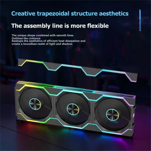 (BAAY) ARGB Cooling Fan 120mm PWM Silent Modular Stackable Splicing RGB Fans for Gaming PC Case Water Cooler Radiator B
