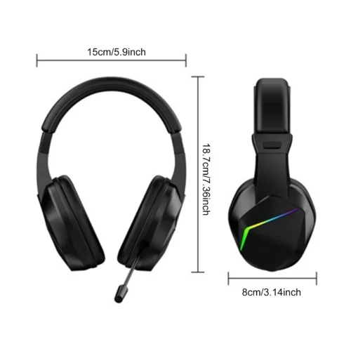 BT Wireless Gaming Headset - LED Light Low Latency Headphones with 40mm Drivers, Omnidirectional Mic, Adjustable Volume for Game