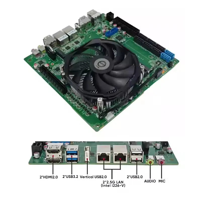 Topton AMD Ryzen 7 5800H 5825U 8-Bay NAS Firewall Motherboard 2*NVMe 8*SATA 2*2.5G LAN 2*DDR4 1*8XPCIE3.0 Gaming ITX Mainboard