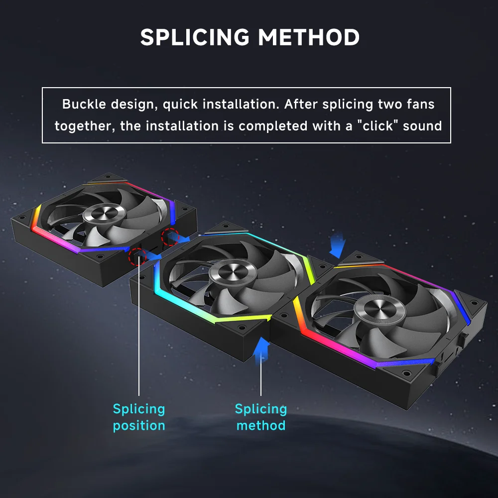 Jungle Leopard Galaxy Prism XH Flowing Running Lights‌ PC Case Fan Splicing fan ARGB chassis fan 12CM cooling fan 5V3 pin PWM