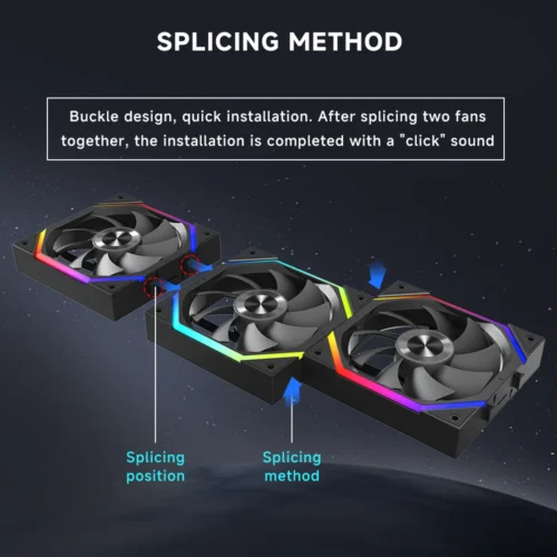 Jungle Leopard Galaxy Prism XH Flowing Running Lights‌ PC Case Fan Splicing fan ARGB chassis fan 12CM cooling fan 5V3 pin PWM