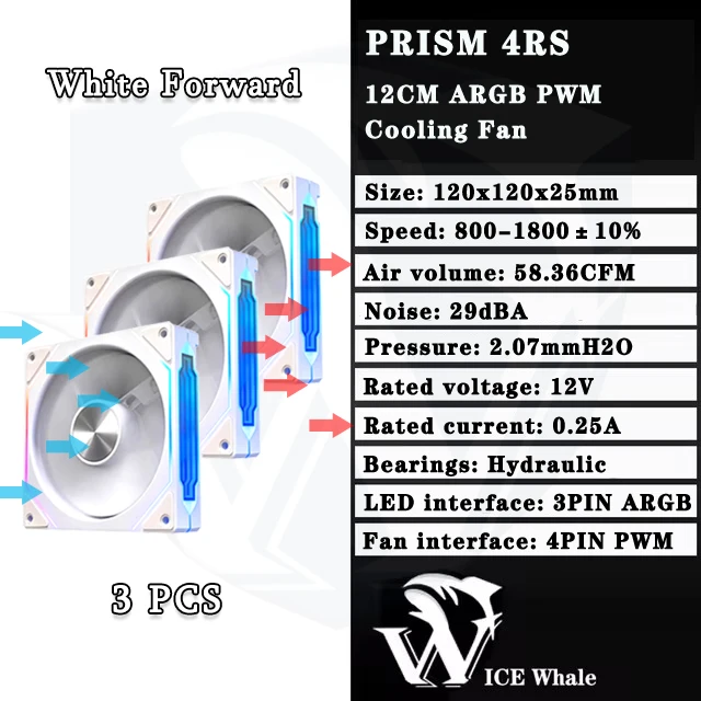 ICE Whale Prism 4RS ARGB PC Case Fan 120mm Infinity Mirror Design Motherboard Lighting Sync 4PIN PWM CPU Cooler Fan ventilador
