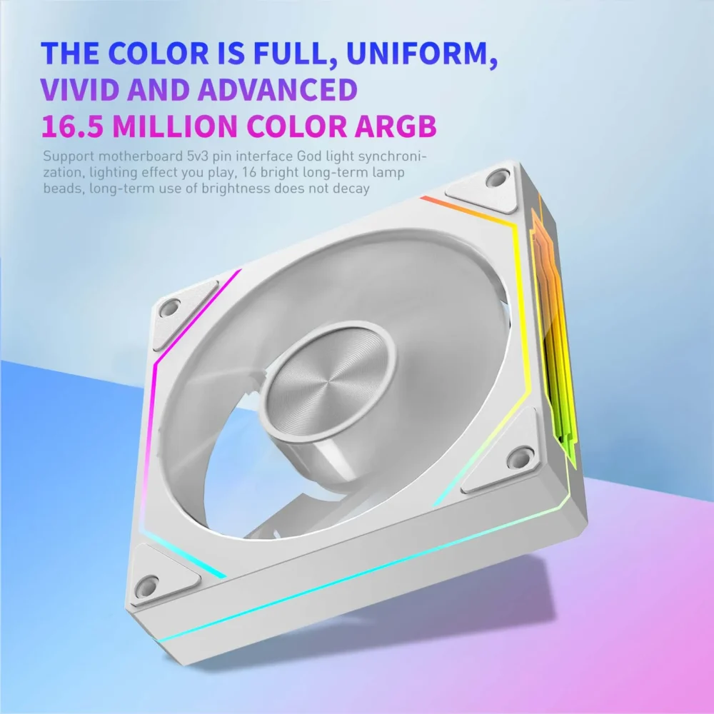 LDPCSJ OEM PRISM 5 PRO Computer Chassis Fan 12cm ARGB 4 Pin PWM Quiet Cooling Fan 12V Large Air Volume 45.2CFM/600-1800RPM