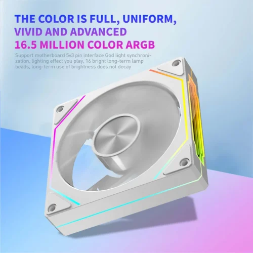 LDPCSJ OEM PRISM 5 PRO Computer Chassis Fan 12cm ARGB 4 Pin PWM Quiet Cooling Fan 12V Large Air Volume 45.2CFM/600-1800RPM