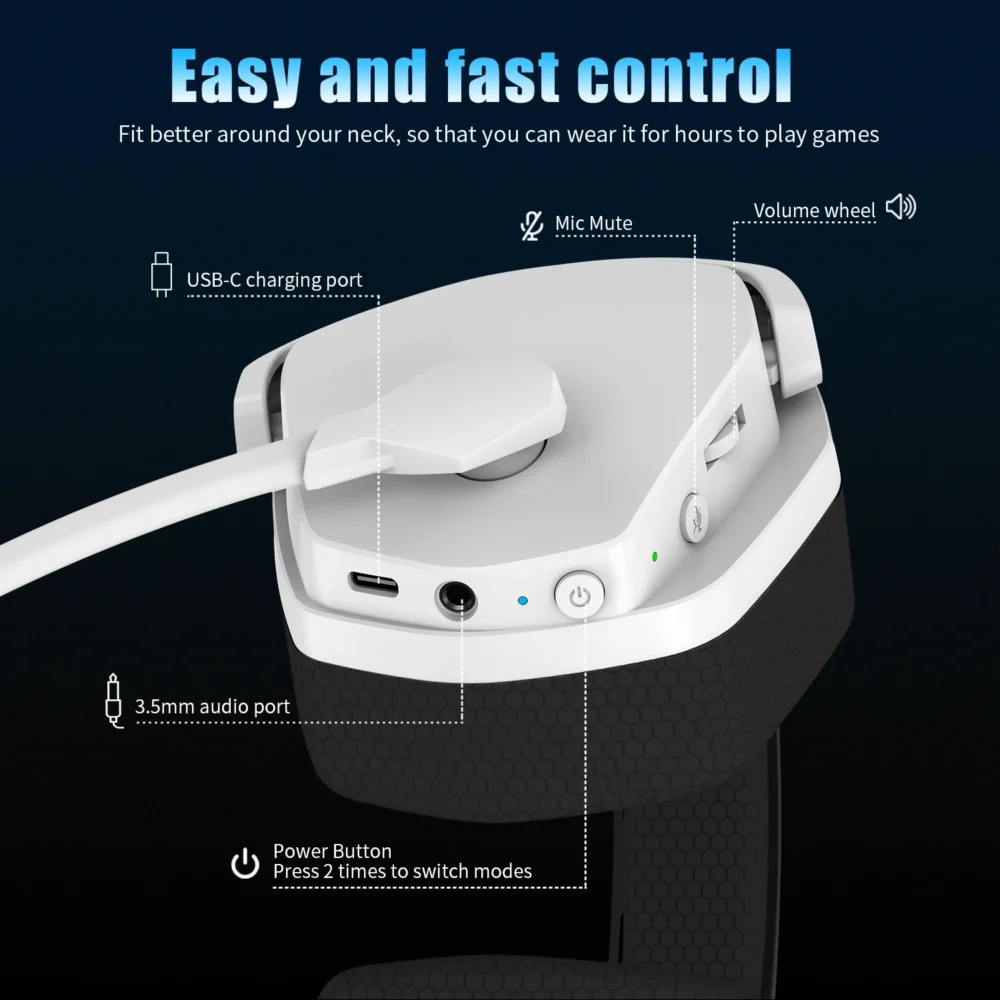 NUBWO G06 2.4G Dual Wireless Gaming Headset 5ms Low Latency 7.1 Surround ENC Mic For PC PS4 PS5 Gaming Bluetooth Headphones