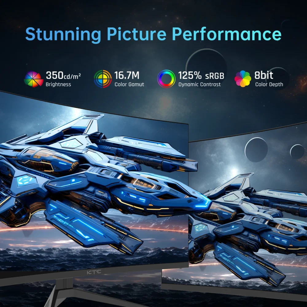 KTC 32 inch 240Hz Curved Gaming Monitor 1500R 1080P 125% sRGB 1ms, Freesync/G-sync HDR10,HDMI/DP/USB Ports VESA,Tilt Adjustable,