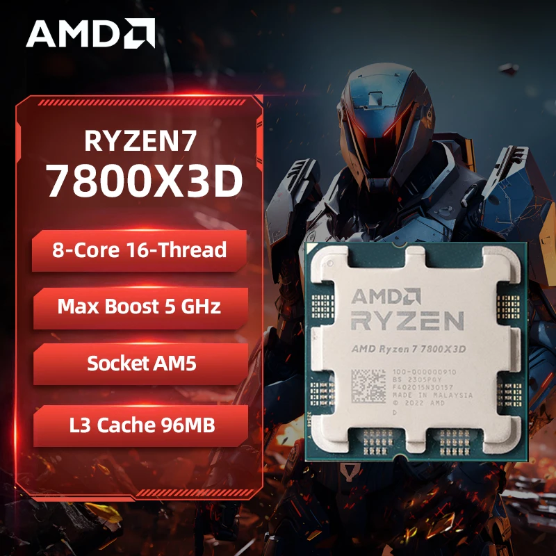 AMD Ryzen 7 7800X3D R7 7800X3D CPU 8-Core 16-Thread 5GHz Unlocked Desktop Processor Socket AM5 Gaming CPU Without Packag