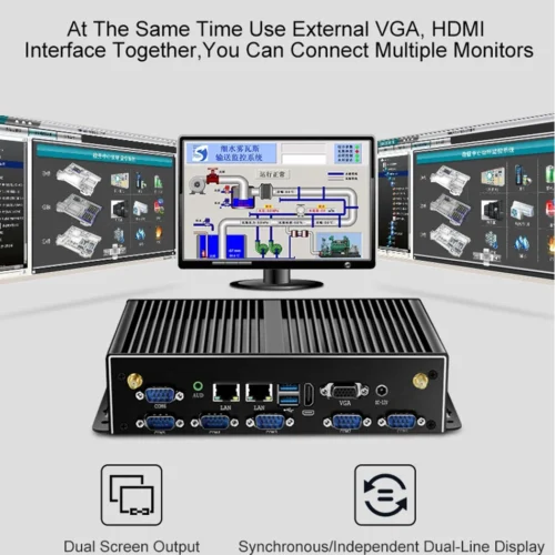 Mini Industrial PC Fanless Dual LAN 6*COM 4G LTE Core i5 4200U i7 4500U J1900 HD WiFi 6*RS232 RS485 Windows 11 Linux Computer