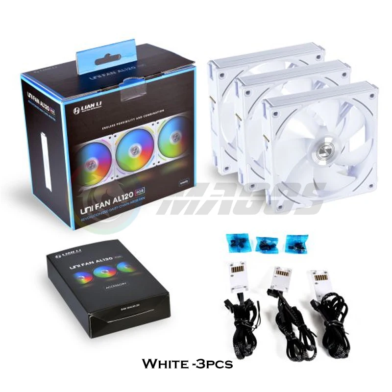Lian Li UNI Fan AL120 ARGB Cableless Fan Support L-Connect 3 PWM Silent Low Noise High RPM MB SYNC/Controller, V1 Triple Pack