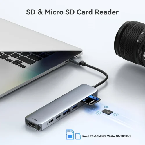 7 in 1 USB C Hub Adapter to 4K HDMI-Compatible SD TF Card Reader USB 3.0 2.0 Type C PD Charging for MacBook Pro Laptops
