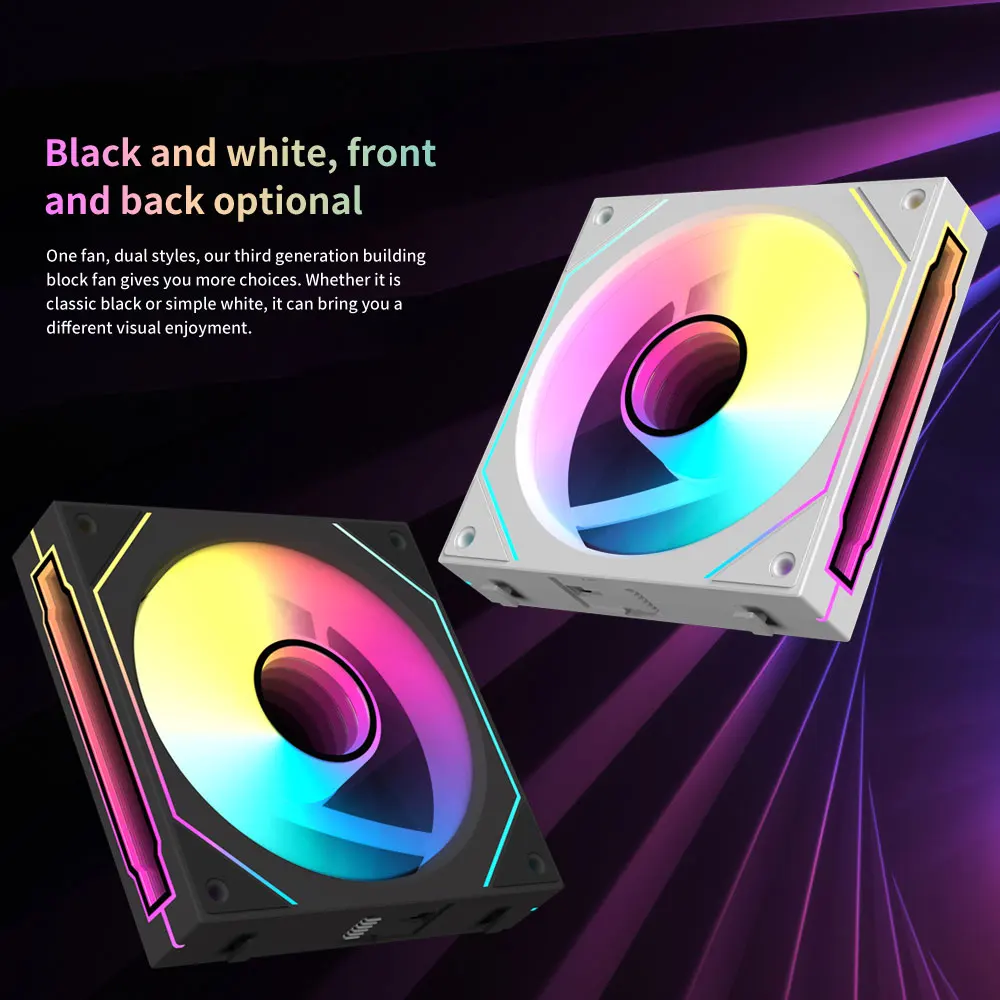 Coolcirc Cableless PC Case Fan 12V/4Pin PWM 800-1800RPM Silent 5V/3Pin ARGB Triple Pack 120mm Ventilator Use for Water Cooling