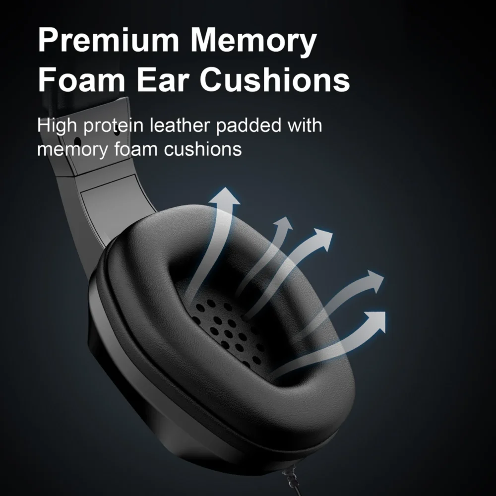 USB Wired Gaming Headset with LED Light Over-Ear Headphones for PC Laptop with Noise-Cancelling Mic 40mm Driver for Immersive
