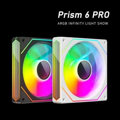 Zezzio Prism 6 PRO 120mm PC Case Fan ARGB 12V 4PIN PWM Air Cooler CPU Cooling Fan 3-sided Infinite MirrorCompute Chassis Fan