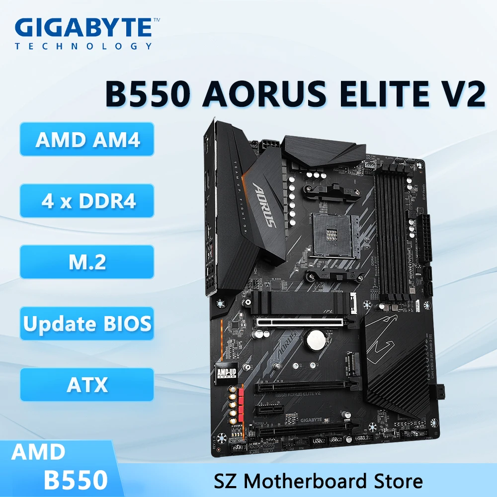 GIGABYTE B550 AORUS ELITE V2 AM4 motherboard ram ddr4 AMD B550 CPU compatible Ryzen 5 5600X/5500 7 5800X3D 7 5800X 9 5950X ATX