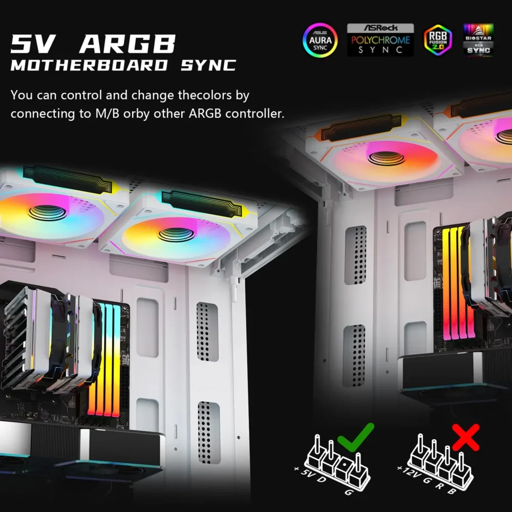 Prism 4 PRO ARGB Fan PC 120mm Computer Case Fan 4pin CPU Cooling Fans 3pin5v RGB