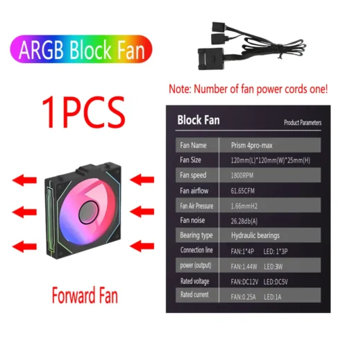 PC case fan 120mm ARGB mirror cycling lighting effect CPU cooling fan 4-pin PWM 58.36CFM fan for computer water cooling