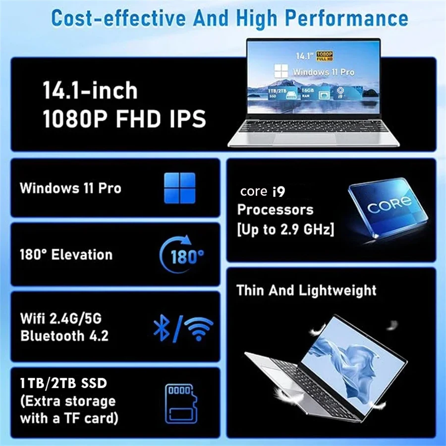 NEW Core i9-10980HK laptop 16GB RAM 1/2TB SSD Portable laptops  14.1-inch  Windows 11 Por  Notebook computer  Office Gaming