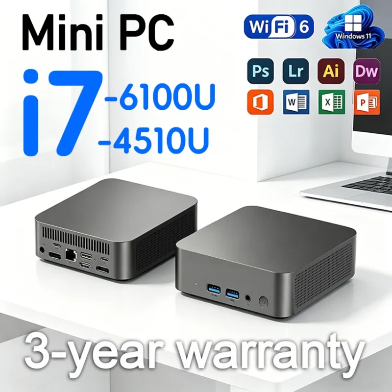【3 year warranty】 MINI PC Windows 11 Core i7 4510U i3 6100U 16GB RAM 1TB SSD BT5.2 Gaming office study computer gamer desktop