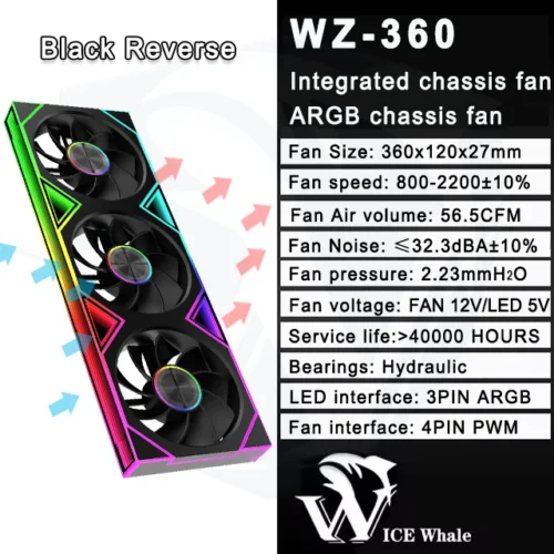 ICE Whale WZ-120/240/360 PC Case Fan  ARGB Motherboard Sync combination structure Cold Exhaust Cooling Fan ventilador