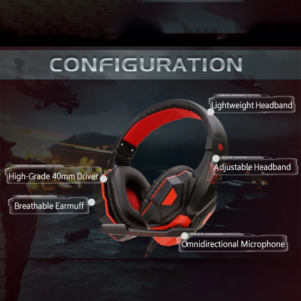 Gaming Headphones 3.5mm Wired PC Bass Stereo Gamer Headset Phone Laptop Earphone Helmet With Microphone For PS4 Xbox One Switch