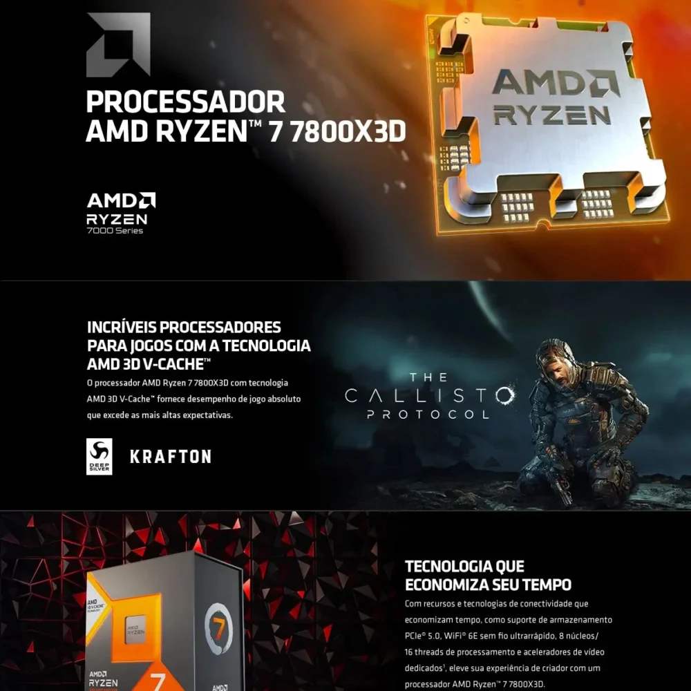 AMD Ryzen 7 7800X3D 8-Core 16-Thread DDR5 5NM 4.2GHz Socket AM5 R7 7800X3D Processor L3=96M 120W No Fan