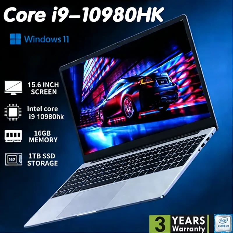 2026 Brand New Intel i9-10980HK 15.6 Inch Backlit Fingerprint Unlock Laptop Windows 11 Office Study NoteBook Gaming Computer PC