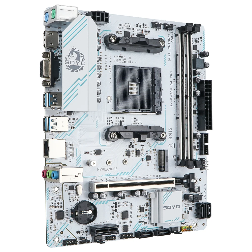 SOYO AMD B450M Game Motherboard DDR4 Memory AM4 M.2 NVME Desktop Computer components CPU PCIE3.0 X16 SATA3.0 8PIN USB HDMI VGA