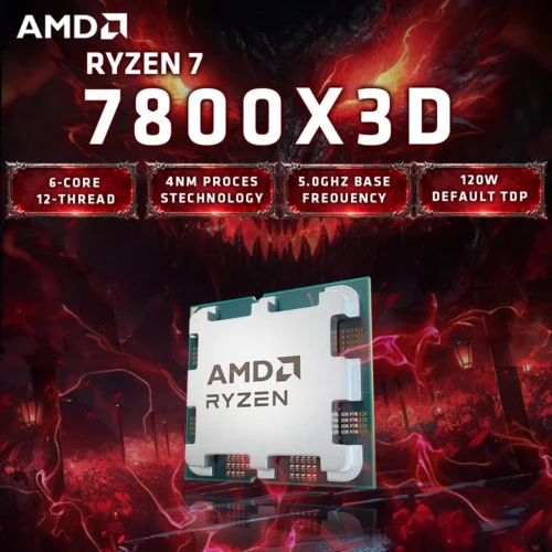 AMD Ryzen 7 7800X3D Gaming CPU - 8C/16T up to 5.0GHz, 104MB Cache (96MB 3D V-Cache), Socket AM5 -Tray Processor - No Cooler