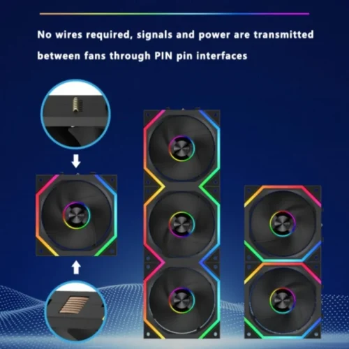 ICE Whale WX-3 Wire-Splicing PC Case Cooling Fan 3PIN ARGB Mirror Cycle Light Effect 800-1600RPM PWM Water Cooling Cooler Fan