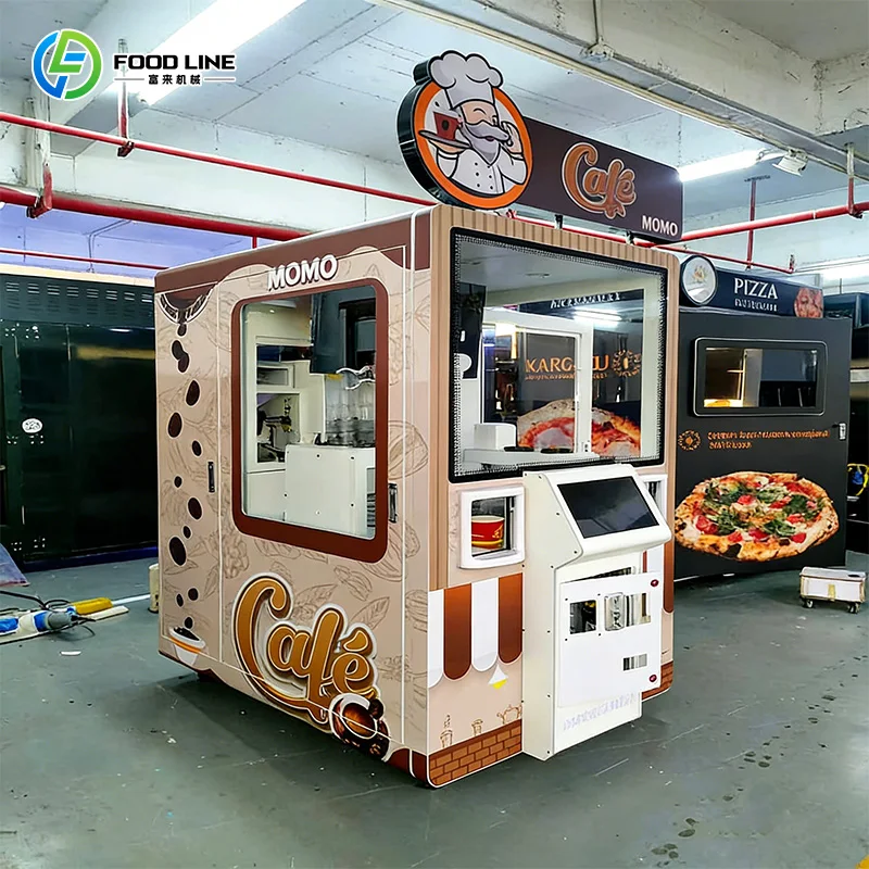 Customized Unmanned Automatic Coffee Machine With Robot Arm Touch Screen Coffee Art Robot Vending Machine