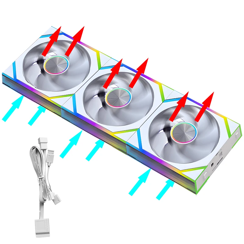 JUMPEAK DS120 Face-Changing ARGB Cooling Fan 360mm 240mm Modular Stackable Splicing 120mm RGB Fans For Gaming PC Case CPU Cooler