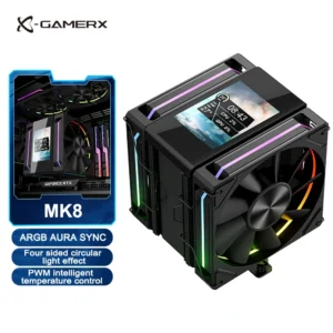 Power Train X-GAMERX MK8 CPU Cooler LCD Screen Dual Fan Tower 6 Heat pipes Air-cooled radiator For LGA1700 115X 1200 AM4 AM5