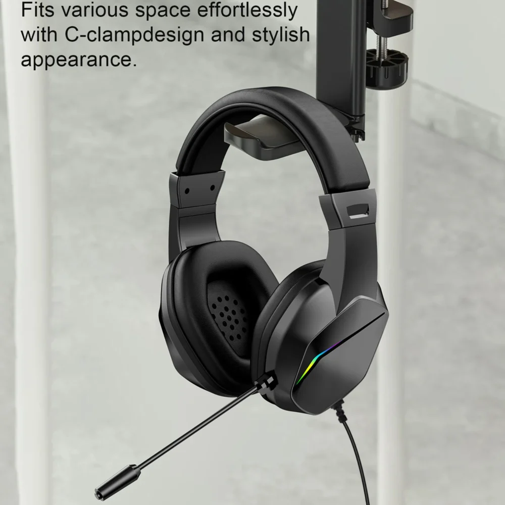 USB Wired Gaming Headset with LED Light Over-Ear Headphones for PC Laptop with Noise-Cancelling Mic 40mm Driver for Immersive