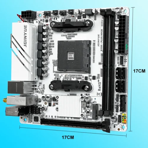 JGINYUE AMD AM4 ITX Motherboard supports Ryzen R3 R5 R7 R9 1/2/3/4/5 series CPU DDR4 RAM Desktop PC PCI-E 3.0 B350i PLUS ARGB