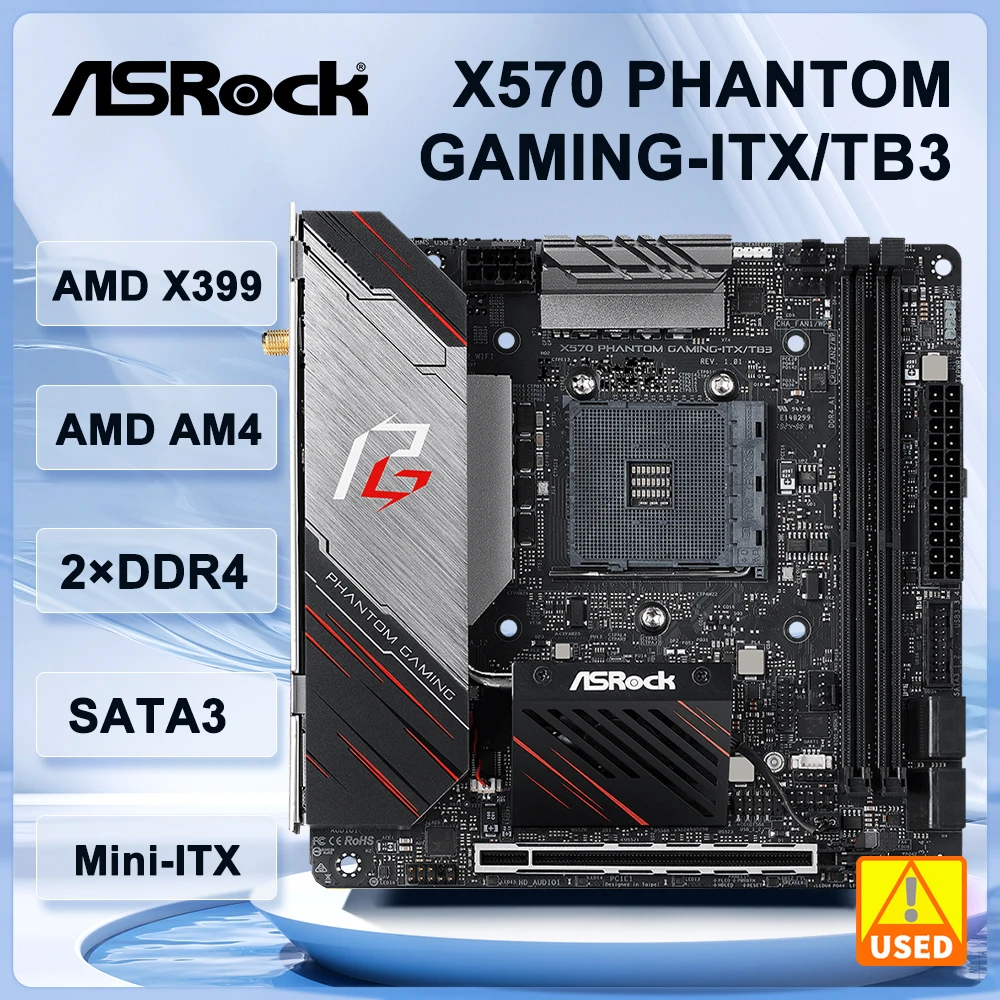 AMD X570 motherboard ASROCK X570 Phantom Gaming ITX/TB3 AM4 DDR4 64G Ryzen 5 5600 4700G 2600 3200G cpu PCI-E 4.0 Mini ITX