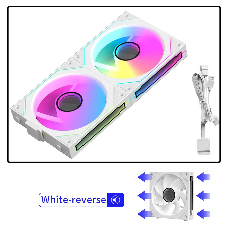 Coolcirc Cableless PC Case Fan 12V/4Pin PWM 800-1800RPM Silent 5V/3Pin ARGB Triple Pack 120mm Ventilator Use for Water Cooling