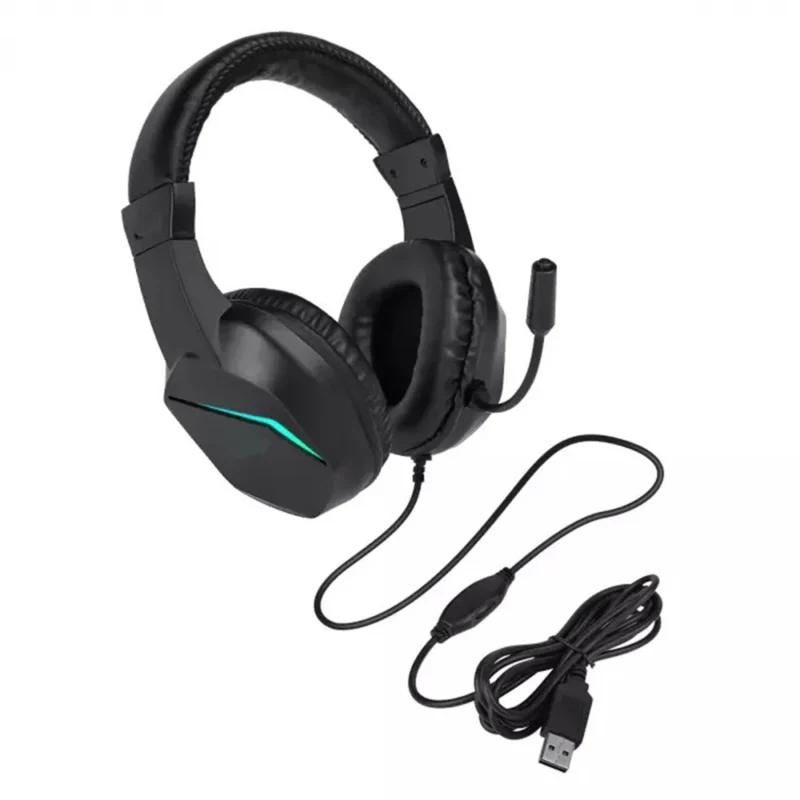 USB Wired Gaming Headset with LED Light Over-Ear Headphones for PC Laptop with Noise-Cancelling Mic 40mm Driver for Immersive